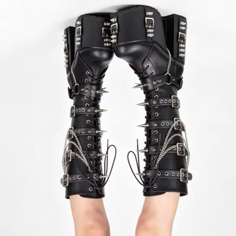 Street Fashion Punk - أحذية نسائية بتصميم بانك، بنعل سميك،