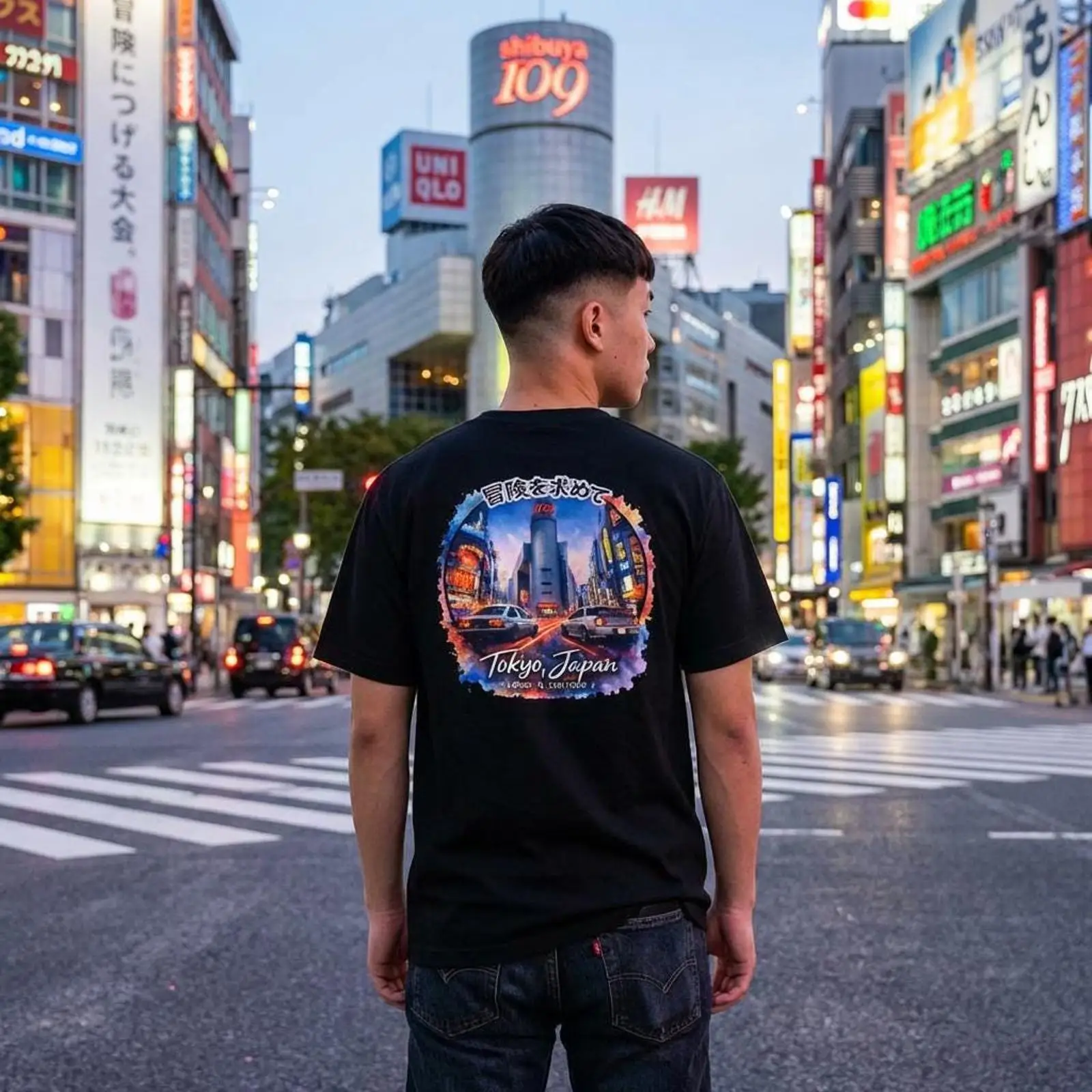 Street Fashion Shibuya - تي شيرت شيبويا طوكيو اليابان بتصميم
