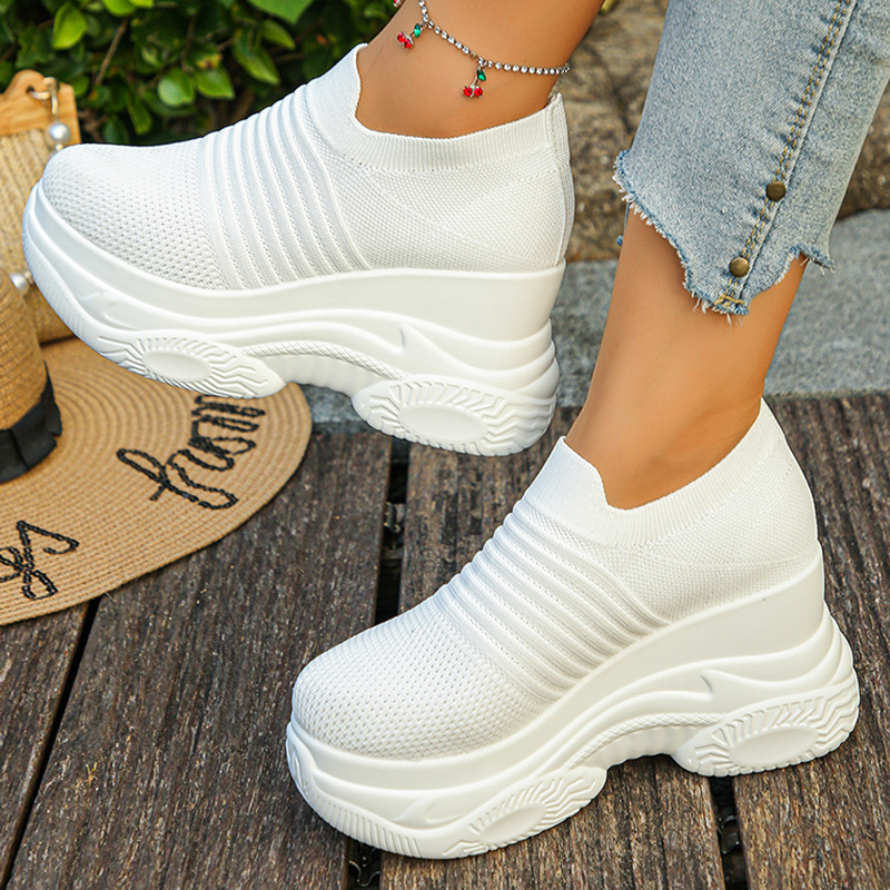 المرأة محبوك الأبيض أحذية رياض - مراجعة Chunky Sneaker Platform وسعره
