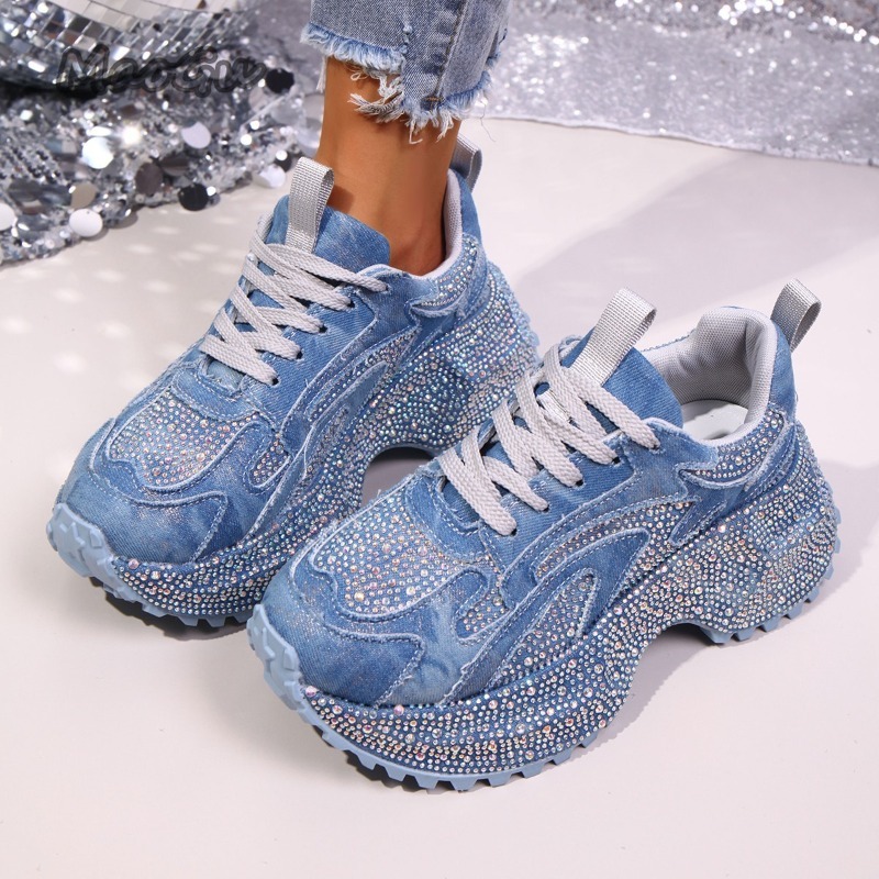 موضة حجر الراين المرأة أحذية ر - مراجعة Chunky Sneaker Platform وسعره