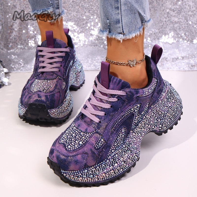 موضة حجر الراين المرأة أحذية ر - مراجعة Chunky Sneaker Platform وسعره