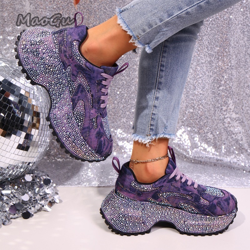 موضة حجر الراين المرأة أحذية ر - مراجعة Chunky Sneaker Platform وسعره