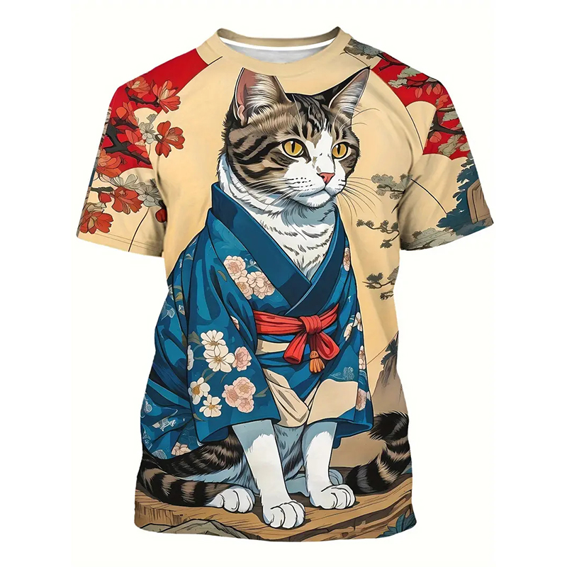 نمط القط مضحك تي شيرت ملابس رج - مراجعة Street Fashion Of Japan وسعره